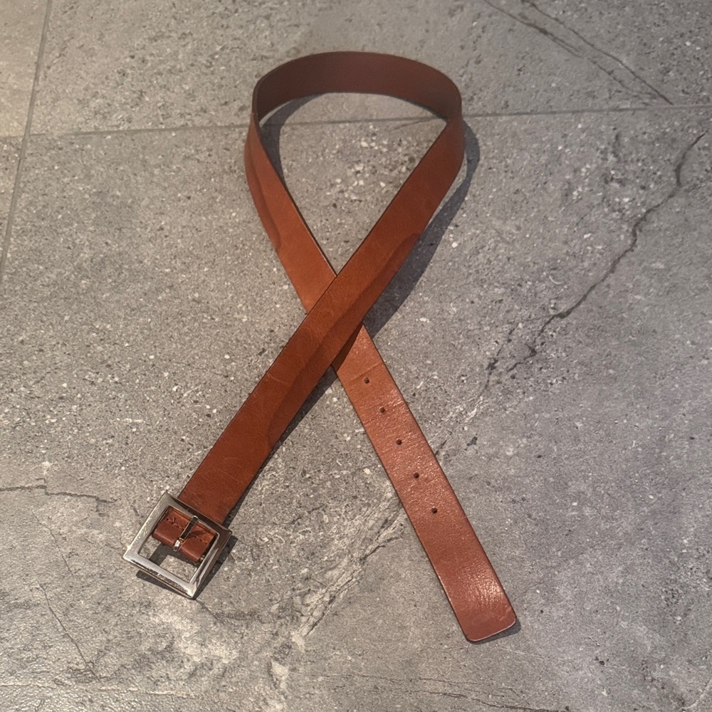 Brown Leather Belt with gold Buckle small or medium